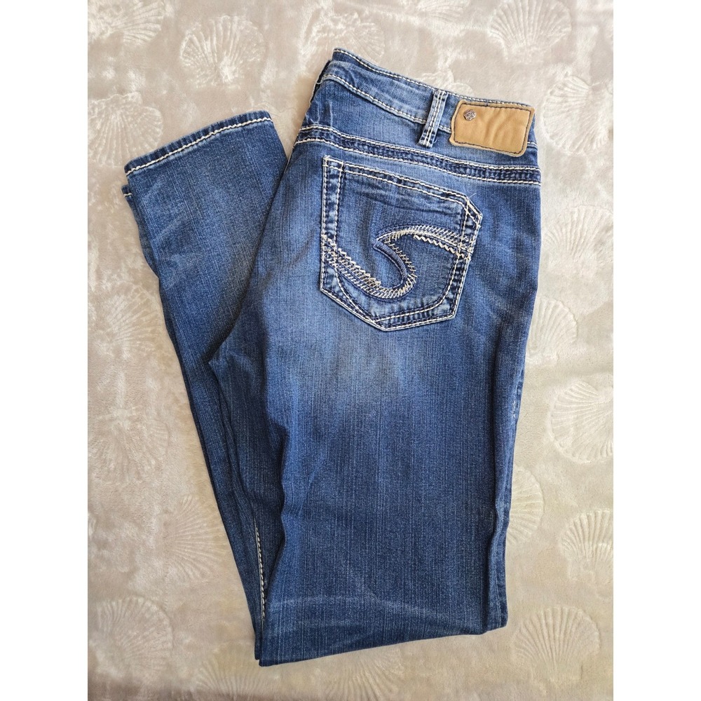 Silver Jeans Co. Boyfriend Fluid Denim Medium Wash Embroidered Pocket Jeans